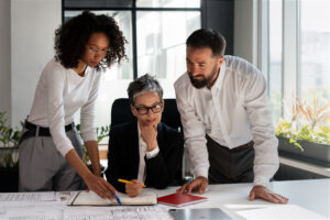 equipe realizando o planejamento empresarial